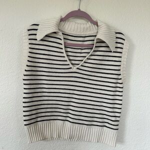 Chic Striped V-Neck Sweater Vest